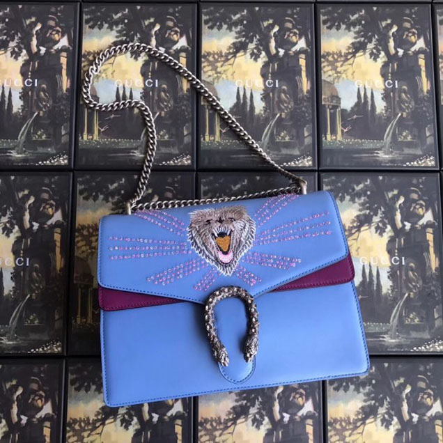Gucci Dionysus Embroidered Medium Shoulder Bag 403348 Blue/Purple Collection