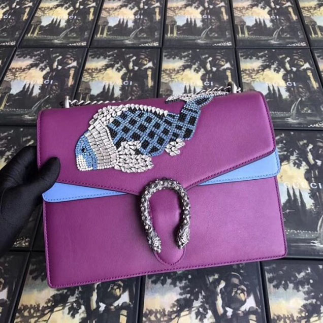 Gucci Dionysus Embroidered Medium Shoulder Bag 403348 Purple/Blue Collection