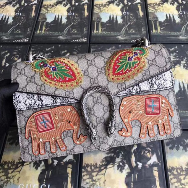 Gucci Dionysus Elephant Embroidered Small Shoulder Bag 400249 2018 Collection