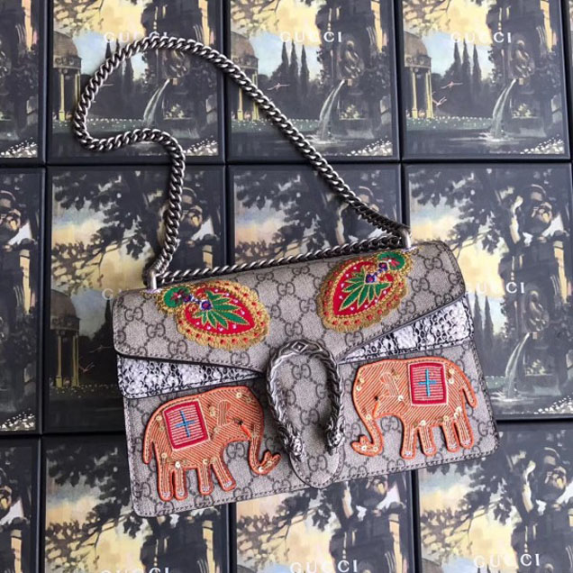 Gucci Dionysus Elephant Embroidered Small Shoulder Bag 400249 2018 Collection