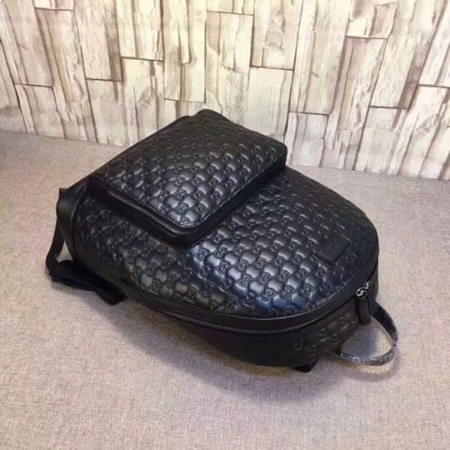 Gucci Black Signature Leather Packpack 406370 2018 Collection