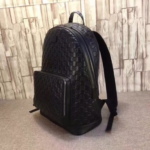 Gucci Black Signature Leather Packpack 406370 2018 Collection