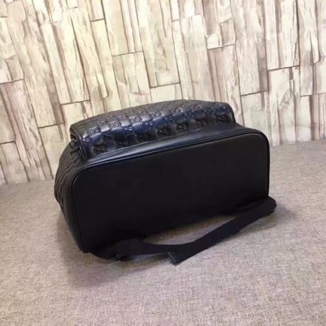 Gucci Black Signature Leather Packpack 406370 2018 Collection