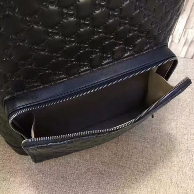 Gucci Black Signature Leather Packpack 406370 2018 Collection