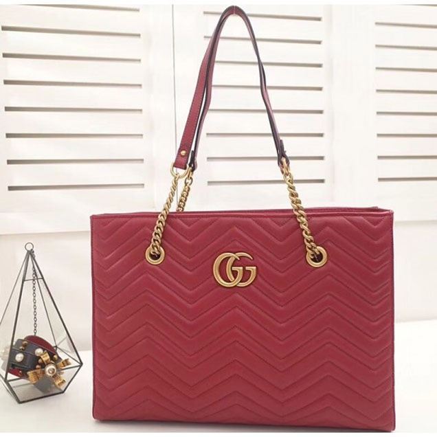 Gucci GG Marmont Matelassé Medium Tote Bag 524578 Red 2018