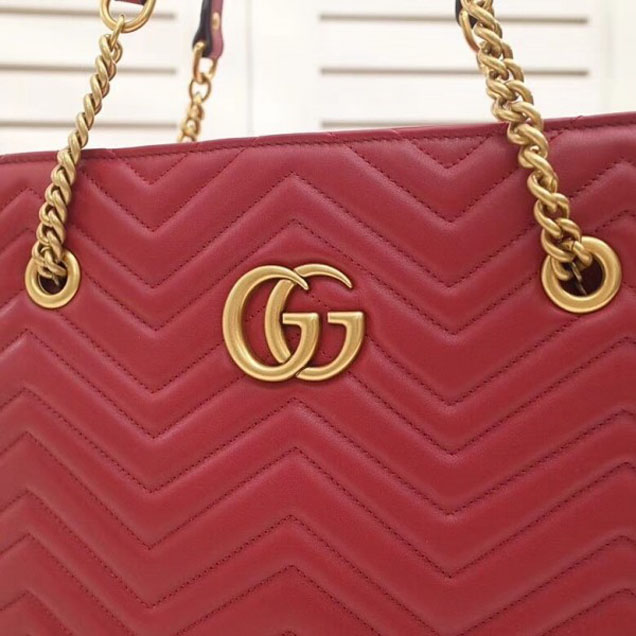 Gucci GG Marmont Matelassé Medium Tote Bag 524578 Red 2018