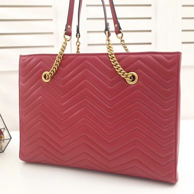 Gucci GG Marmont Matelassé Medium Tote Bag 524578 Red 2018