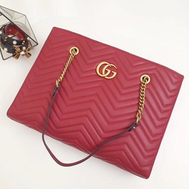 Gucci GG Marmont Matelassé Medium Tote Bag 524578 Red 2018