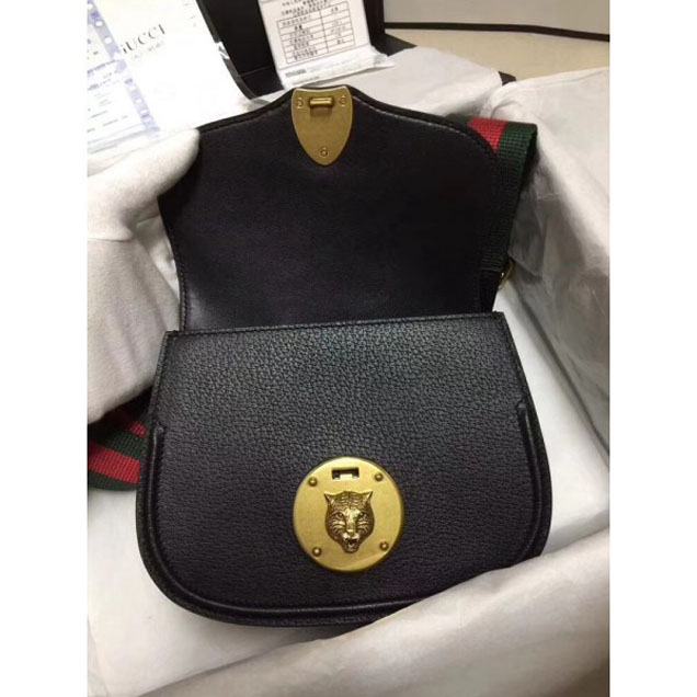 Gucci Leather Tiger GucciTotem Small Shoulder Bag 495663 Black 2018 Collection