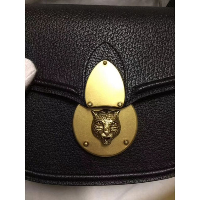 Gucci Leather Tiger GucciTotem Small Shoulder Bag 495663 Black 2018 Collection