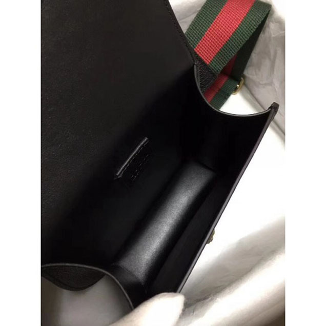 Gucci Leather Tiger GucciTotem Small Shoulder Bag 495663 Black 2018 Collection