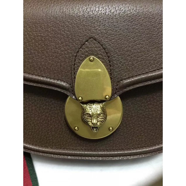 Gucci Leather Tiger GucciTotem Small Shoulder Bag 495663 Brown 2018 Collection