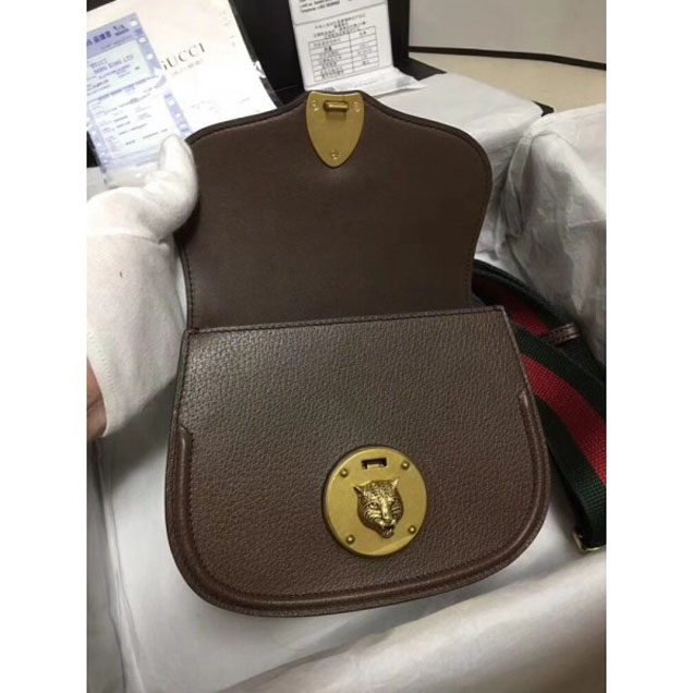 Gucci Leather Tiger GucciTotem Small Shoulder Bag 495663 Brown 2018 Collection