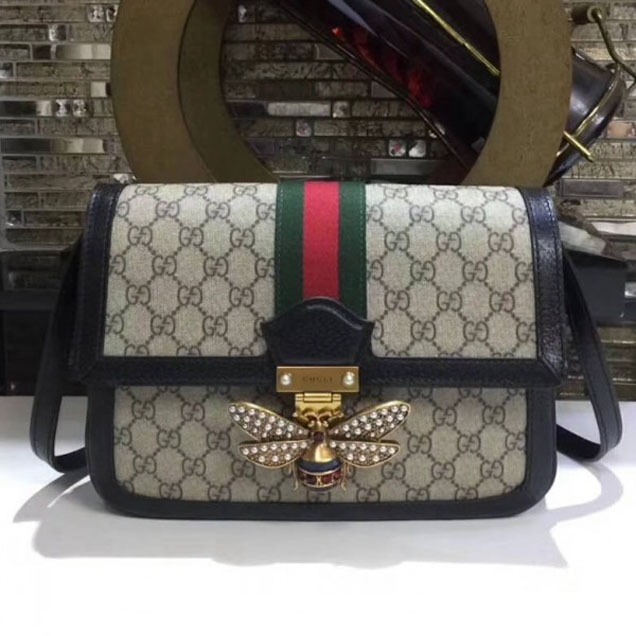 Gucci Queen Margaret GG Supreme Medium Shoulder Bag 524356 Black 2018 Collection