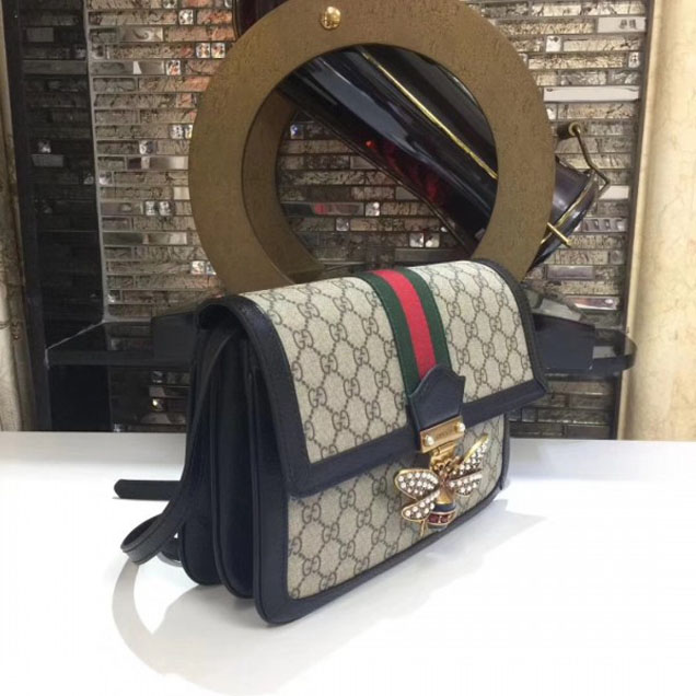 Gucci Queen Margaret GG Supreme Medium Shoulder Bag 524356 Black 2018 Collection