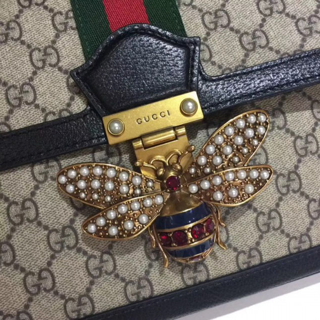 Gucci Queen Margaret GG Supreme Medium Shoulder Bag 524356 Black 2018 Collection