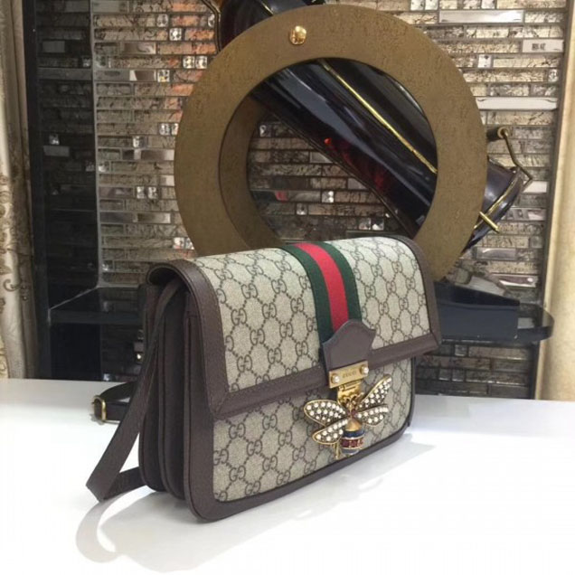Gucci Queen Margaret GG Supreme Medium Shoulder Bag 524356 Brown 2018 Collection