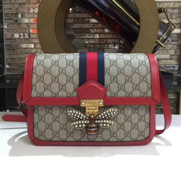 Gucci Queen Margaret GG Supreme Medium Shoulder Bag 524356 Red 2018 Collection