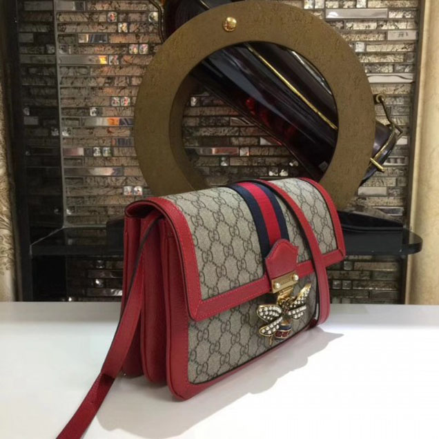 Gucci Queen Margaret GG Supreme Medium Shoulder Bag 524356 Red 2018 Collection