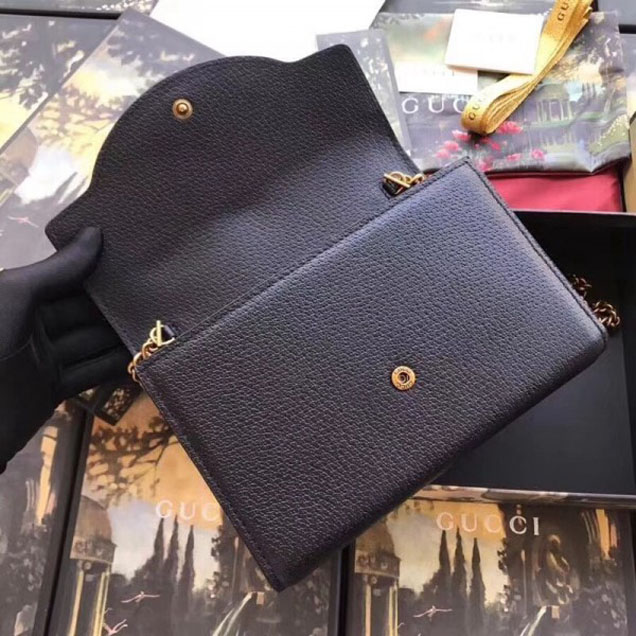 Gucci Embroidered Leather Mini Shoulder Bag 499314 Black 2018 Collection