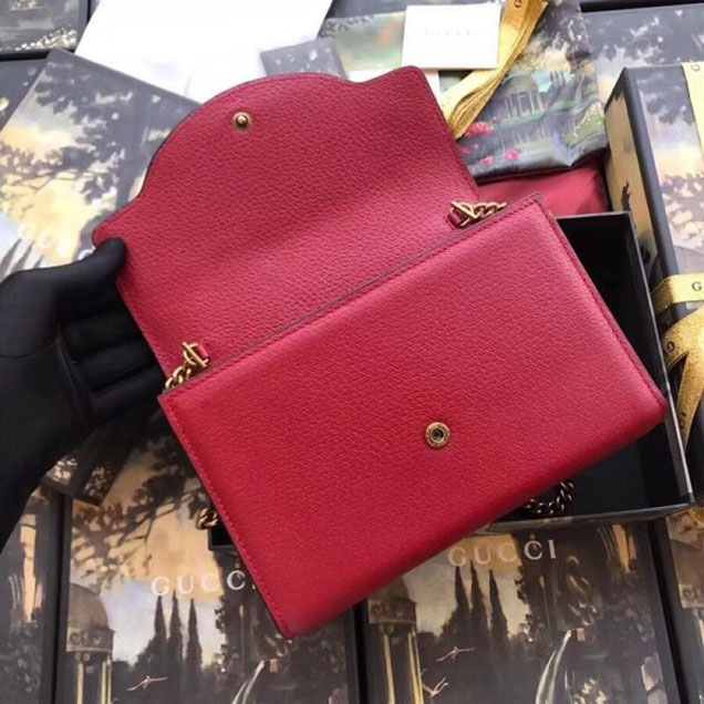 Gucci Embroidered Leather Mini Shoulder Bag 499314 Red 2018 Collection