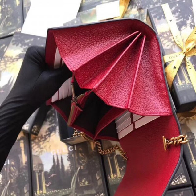 Gucci Embroidered Leather Mini Shoulder Bag 499314 Red 2018 Collection
