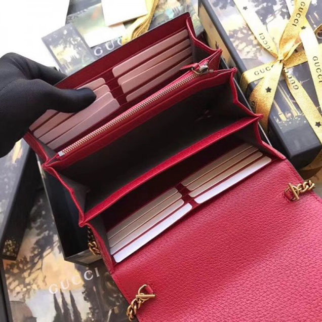 Gucci Embroidered Leather Mini Shoulder Bag 499314 Red 2018 Collection