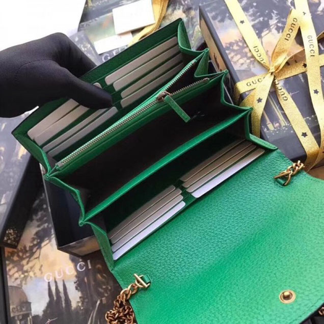 Gucci Embroidered Leather Mini Shoulder Bag 499314 Green 2018 Collection