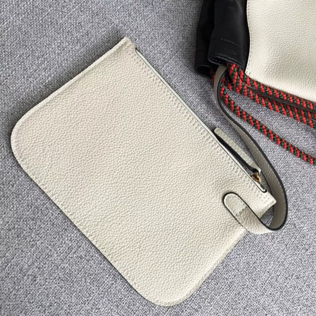 Gucci Print Leather Vintage Logo Drawstring Small Backpack Bag 523586 White 2018