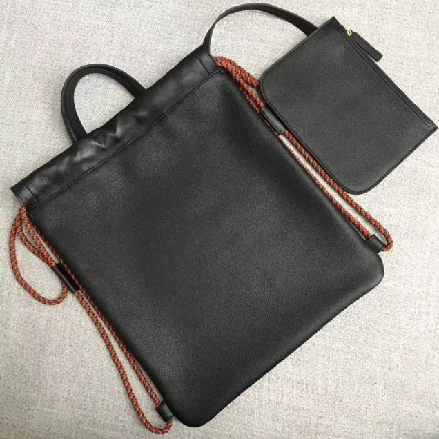 Gucci Print Leather Vintage Logo Drawstring Small Backpack Bag 523586 Black 2018