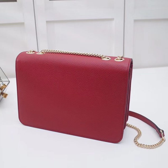 Gucci Interlocking G Buckle Chain Leather Shoulder Large Bag 510303 Red 2018