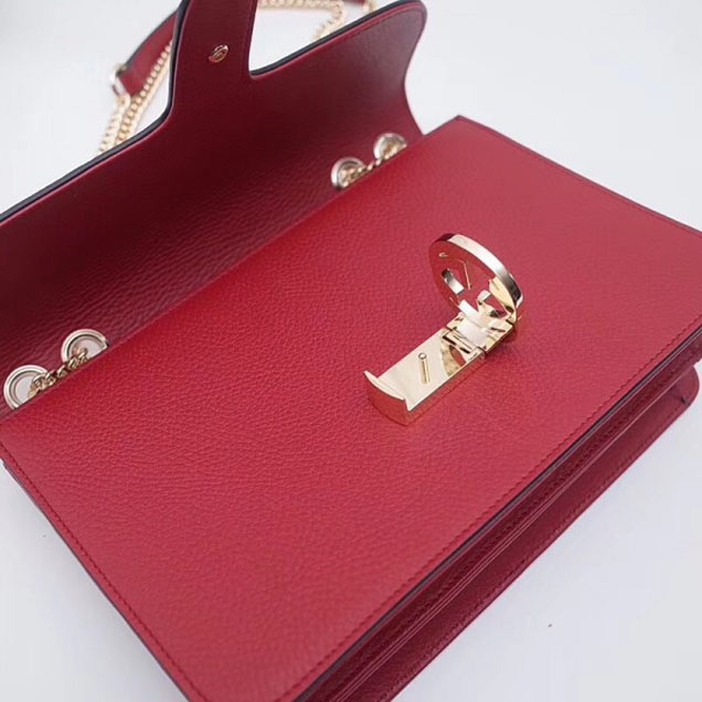 Gucci Interlocking G Buckle Chain Leather Shoulder Large Bag 510303 Red 2018