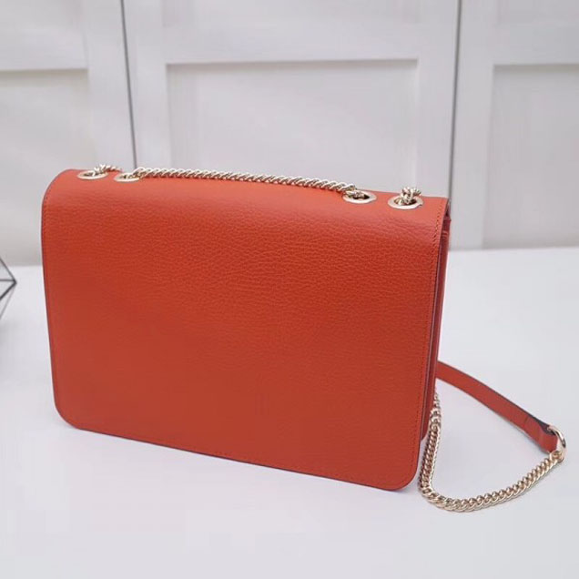 Gucci Interlocking G Buckle Chain Leather Shoulder Large Bag 510303 Orange 2018