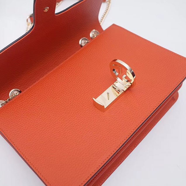 Gucci Interlocking G Buckle Chain Leather Shoulder Large Bag 510303 Orange 2018