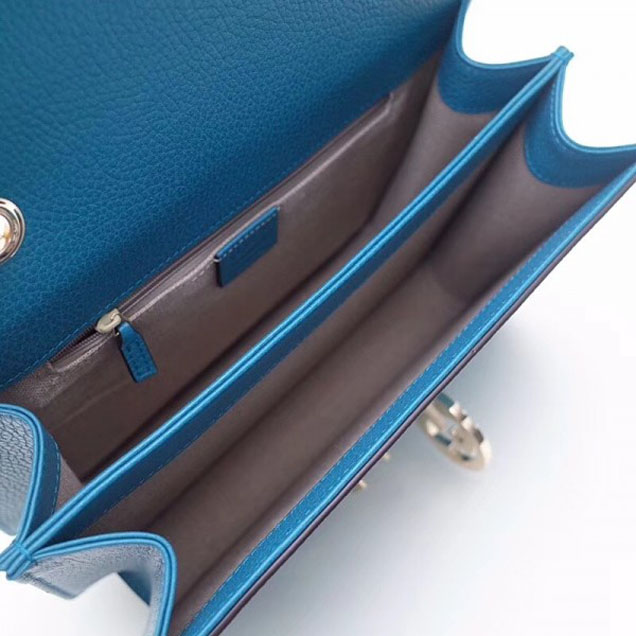 Gucci Interlocking G Buckle Chain Leather Shoulder Large Bag 510303 Cyan 2018