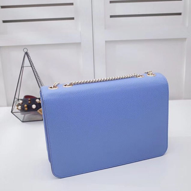 Gucci Interlocking G Buckle Chain Leather Shoulder Large Bag 510303 Sky Blue 2018