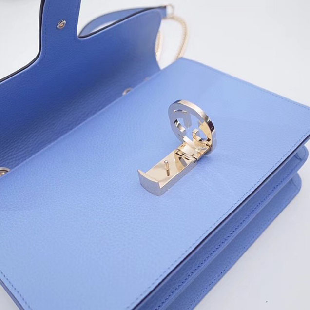 Gucci Interlocking G Buckle Chain Leather Shoulder Large Bag 510303 Sky Blue 2018