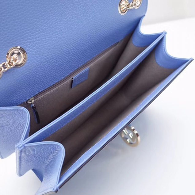 Gucci Interlocking G Buckle Chain Leather Shoulder Large Bag 510303 Sky Blue 2018
