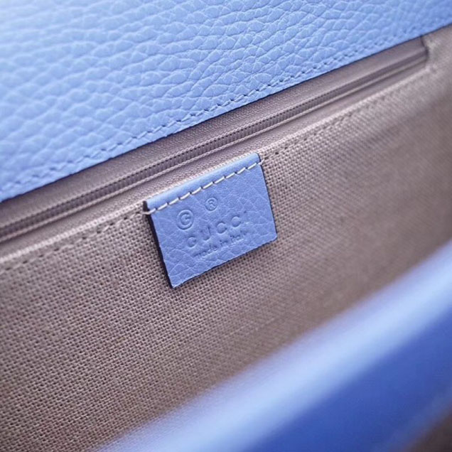 Gucci Interlocking G Buckle Chain Leather Shoulder Large Bag 510303 Sky Blue 2018