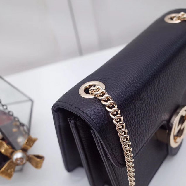 Gucci Interlocking G Buckle Chain Leather Shoulder Small Bag 510304 Black 2018