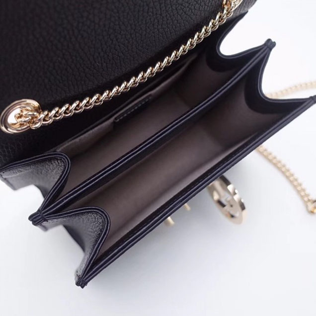 Gucci Interlocking G Buckle Chain Leather Shoulder Small Bag 510304 Black 2018