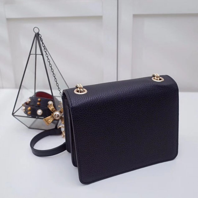 Gucci Interlocking G Buckle Chain Leather Shoulder Small Bag 510304 Black 2018