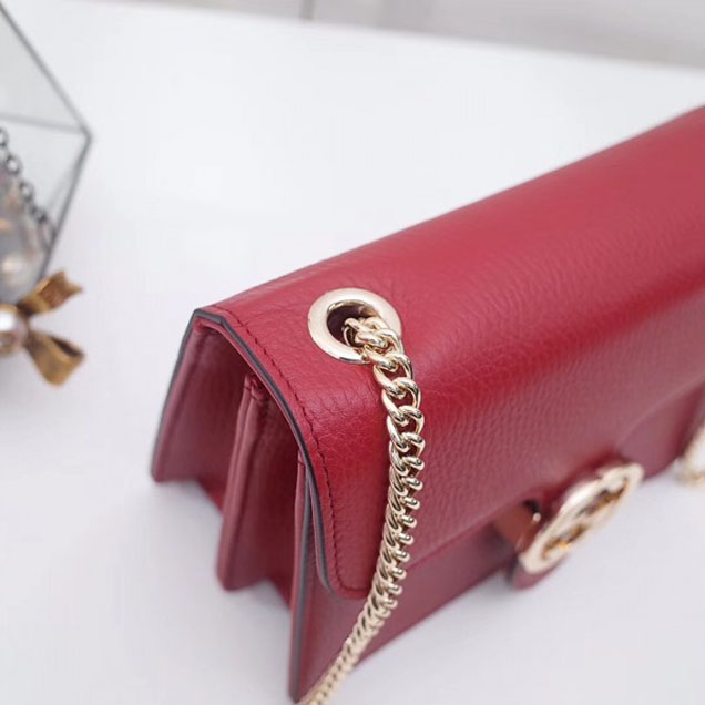 Gucci Interlocking G Buckle Chain Leather Shoulder Small Bag 510304 Red 2018