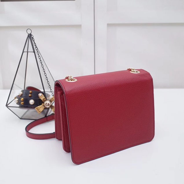 Gucci Interlocking G Buckle Chain Leather Shoulder Small Bag 510304 Red 2018