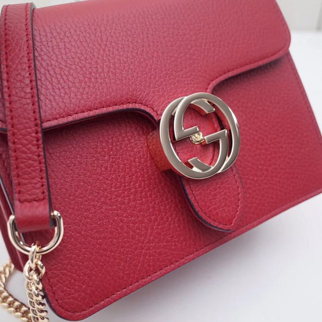 Gucci Interlocking G Buckle Chain Leather Shoulder Small Bag 510304 Red 2018