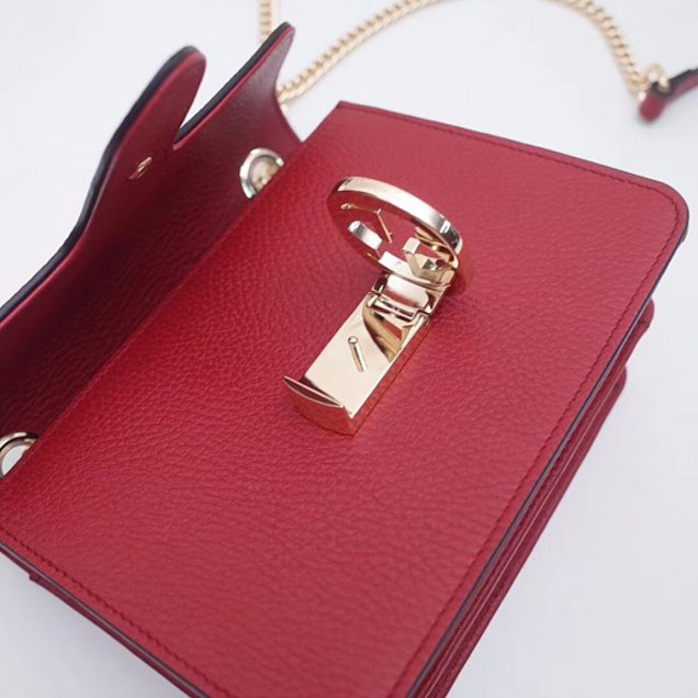 Gucci Interlocking G Buckle Chain Leather Shoulder Small Bag 510304 Red 2018