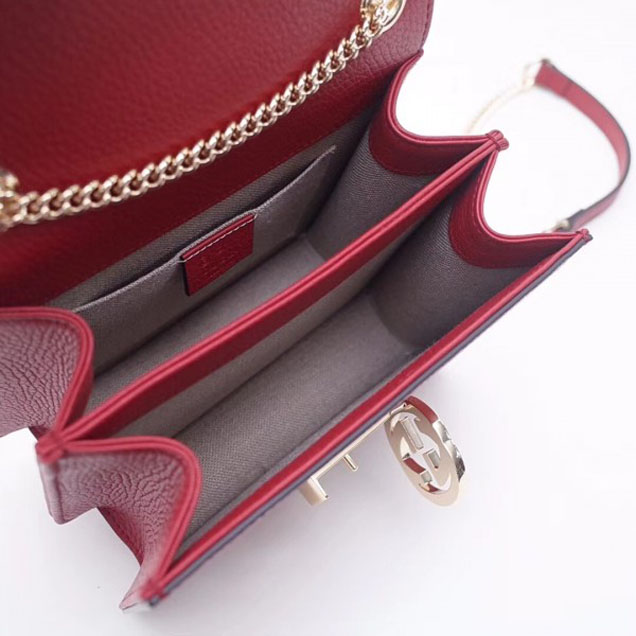 Gucci Interlocking G Buckle Chain Leather Shoulder Small Bag 510304 Red 2018
