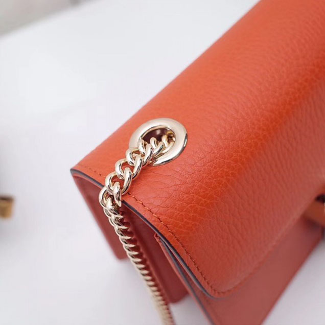 Gucci Interlocking G Buckle Chain Leather Shoulder Small Bag 510304 Orange 2018