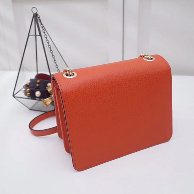 Gucci Interlocking G Buckle Chain Leather Shoulder Small Bag 510304 Orange 2018
