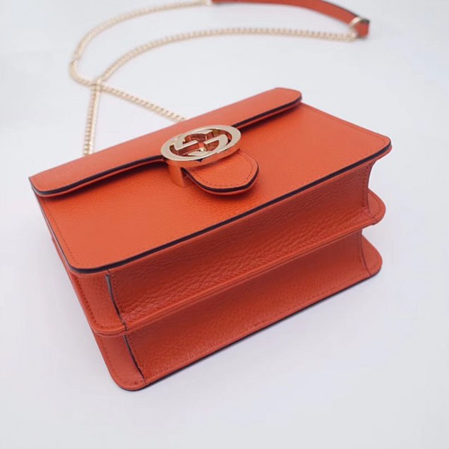 Gucci Interlocking G Buckle Chain Leather Shoulder Small Bag 510304 Orange 2018